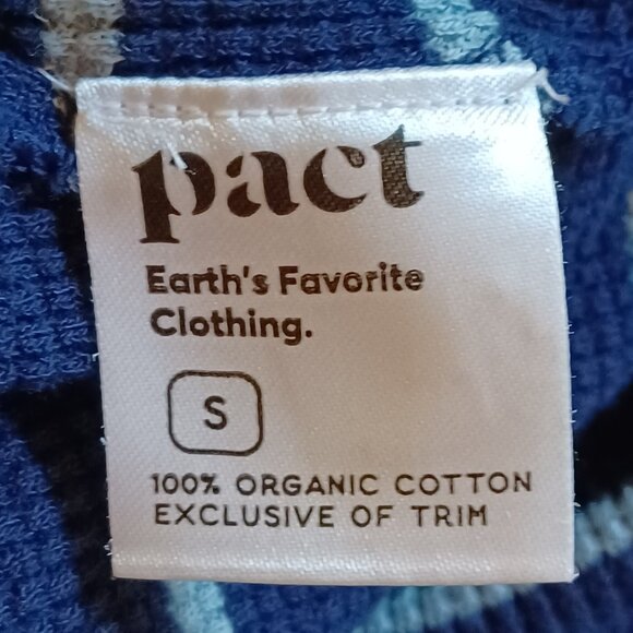 EUC Pact Navy Blue Striped Organic Cotton Cozy Turtleneck Size Small - Picture 6 of 7